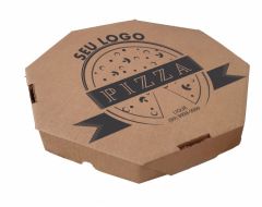 Caixa Pizza Parda Personalizada Oitavada 35cm Pacote Com 100 Unidades